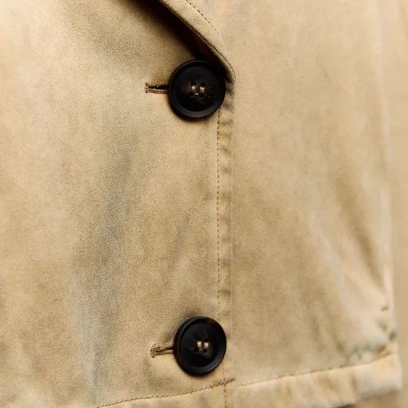 Zara Faux Suede Trench Style Jacket - Picture 8 of 8